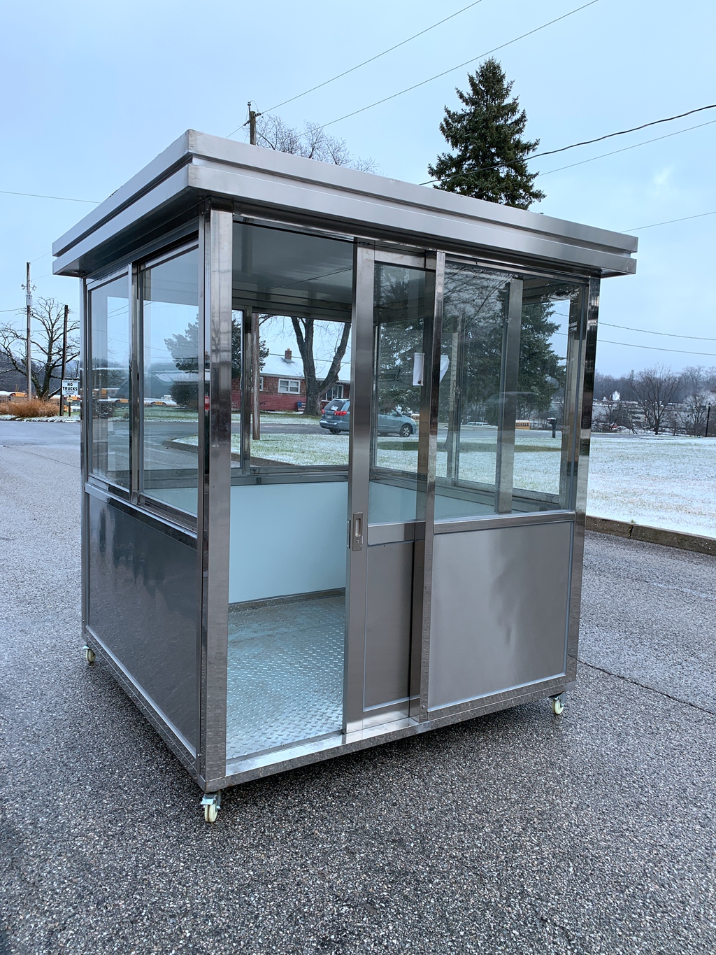 6.5 x 6.5 Stainless Steel Guard Shack, Sliding Door, Plain Jane - Image 12