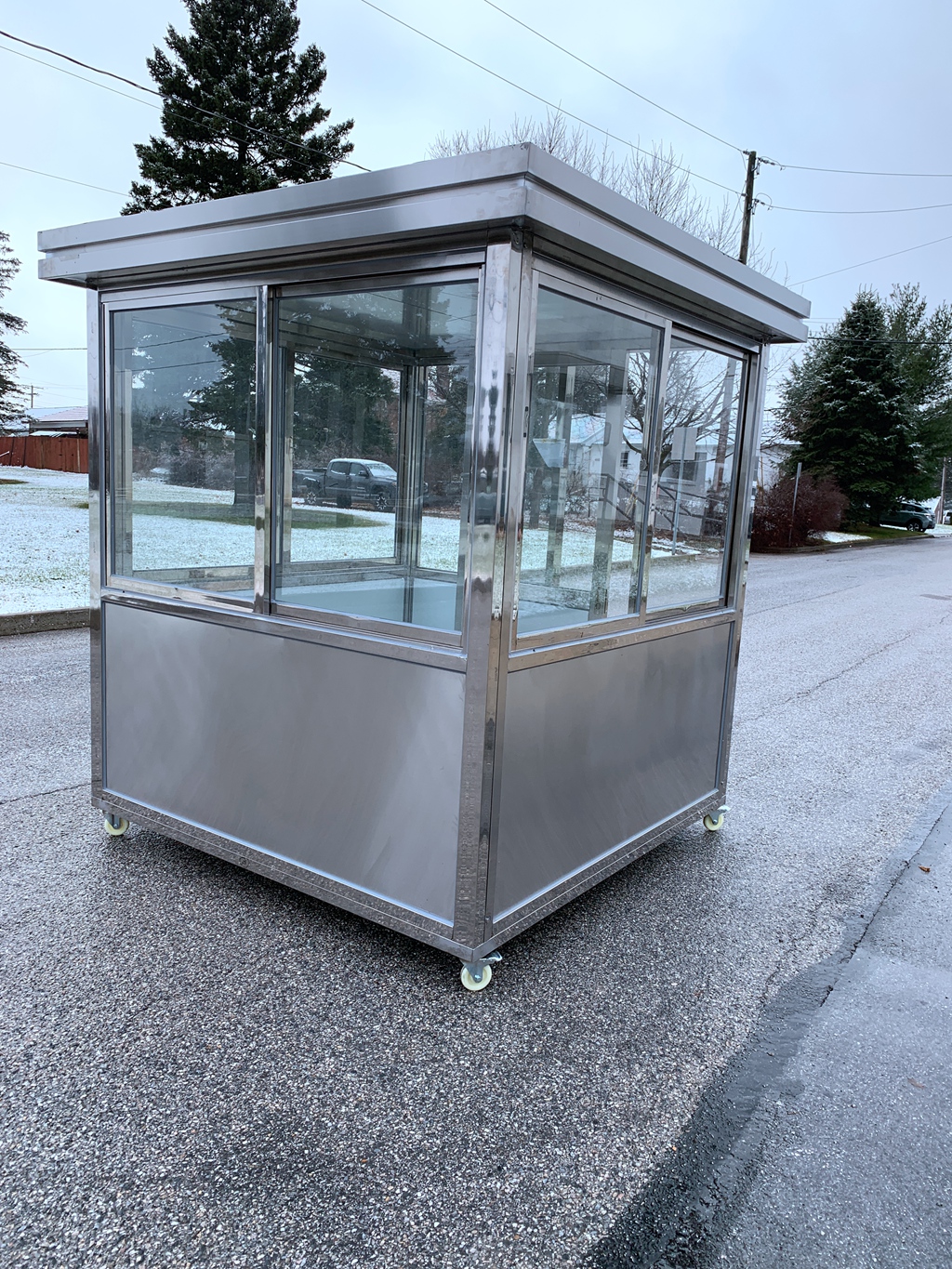 6.5 x 6.5 Stainless Steel Guard Shack, Sliding Door, Plain Jane - Image 13