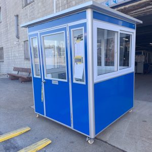 6.5 x 6.5 Economy Blue Steel Guard Shack with Base HVAC
