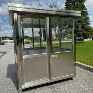 6.5 x 6.5 Stainless Steel Guard Shack, Sliding Door,  interior and exterior wall and roof stainless steel panels, Plain Jane