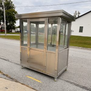 4 x 6 Stainless Steel Guard Shack, Swing Door, with Tempered glass , Plain Jane