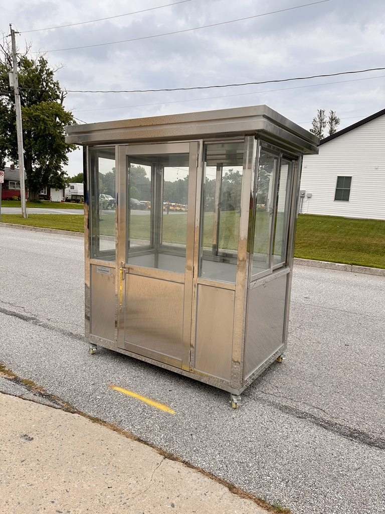 4 x 6 Stainless Steel Guard Shack, Swing Door, with Tempered glass , Plain Jane