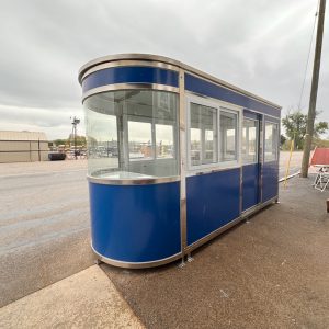 5.5'x15' Stainless Steel Frame + Economy Steel Wall Guard Shack Double Sliding Door on 15' side  Plain Jane